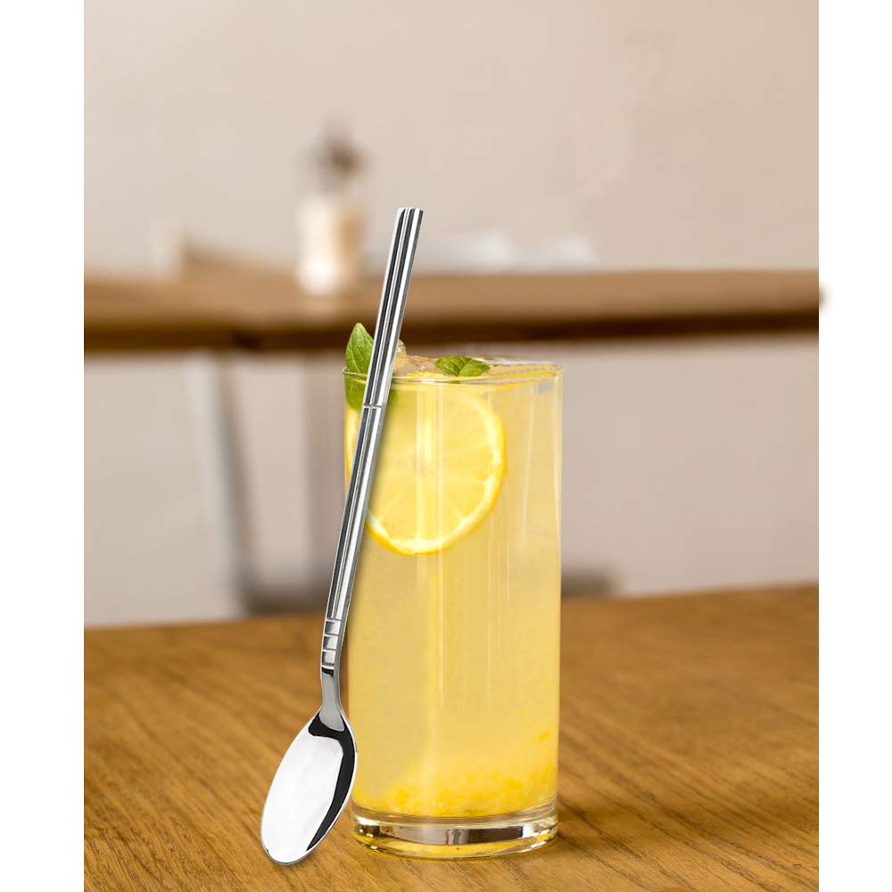 Saedy 12 Pieces Long Handle Tea Spoons, Stainless Steel Milkshake Mixing Spoon