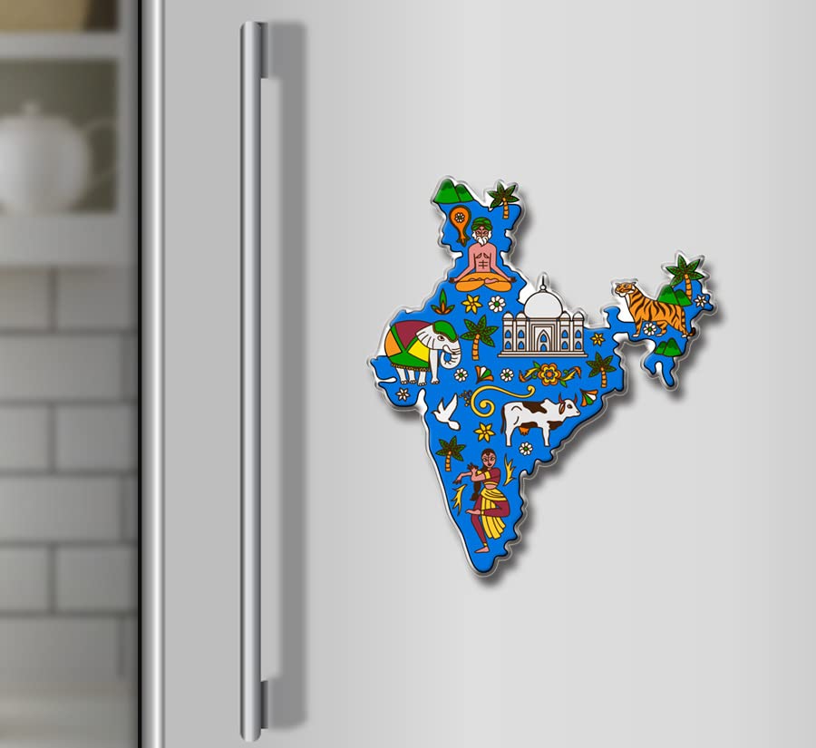 Yey Colorful India Map Fridge Magnet Refrigerator Stylish Indian Illustration For Home, Kitchen And Office Decoration (Multicolo