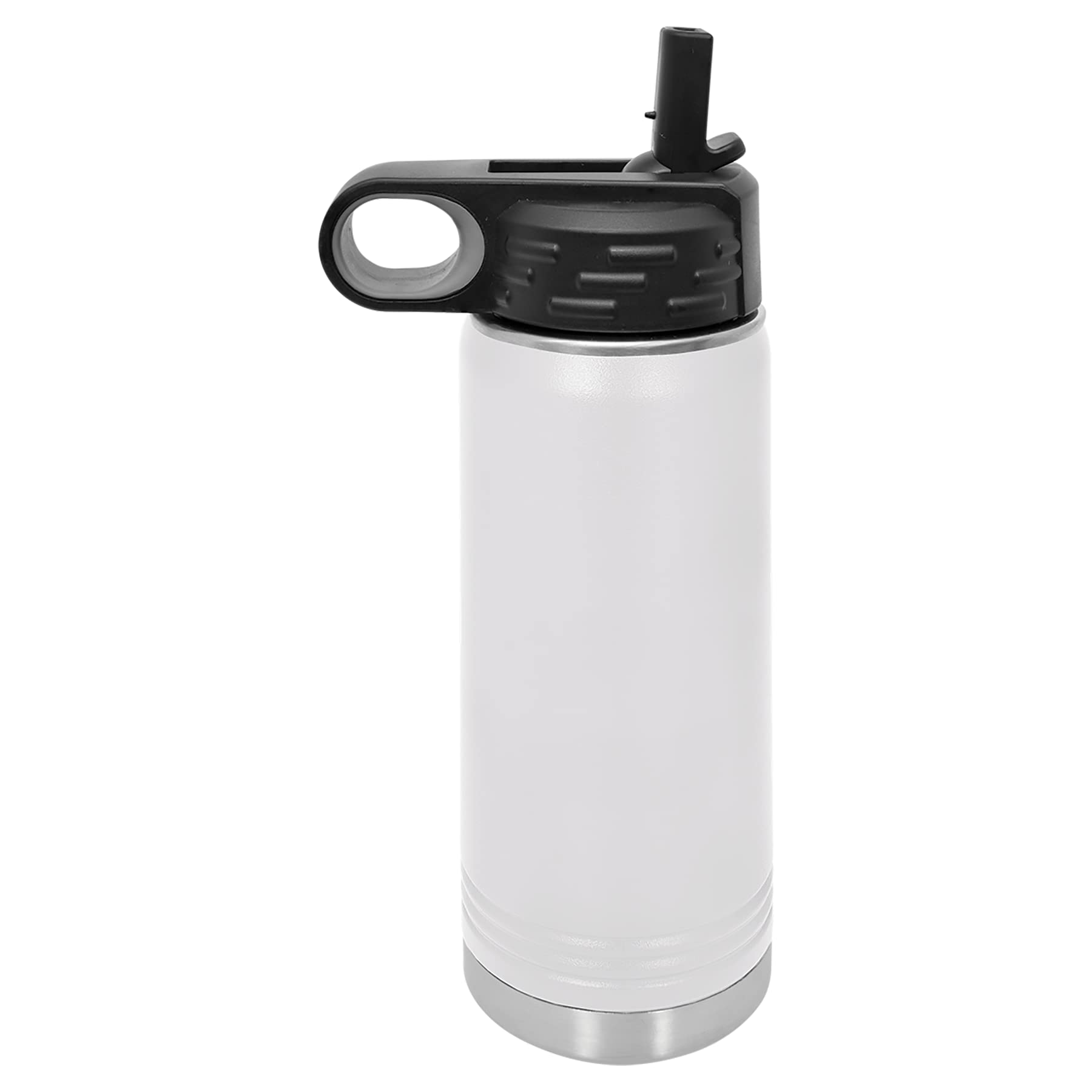 Polar Camel 20 oz Stainless Steel Water Bottle with Flip Top Lid and Straw (White)