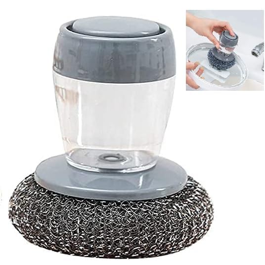 Octopusprime Autolink Wok Brush Kitchen Pot Cleaner Tool Automatic Liquid Tank Kitchen Utensils Sink Cleaning Brush Scrubber, Di