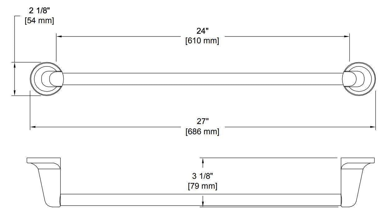 Formosa Design Hardware 24'' Towel Bar Variety Of Finishes And Styles Available (Round, Brushed Nickel)