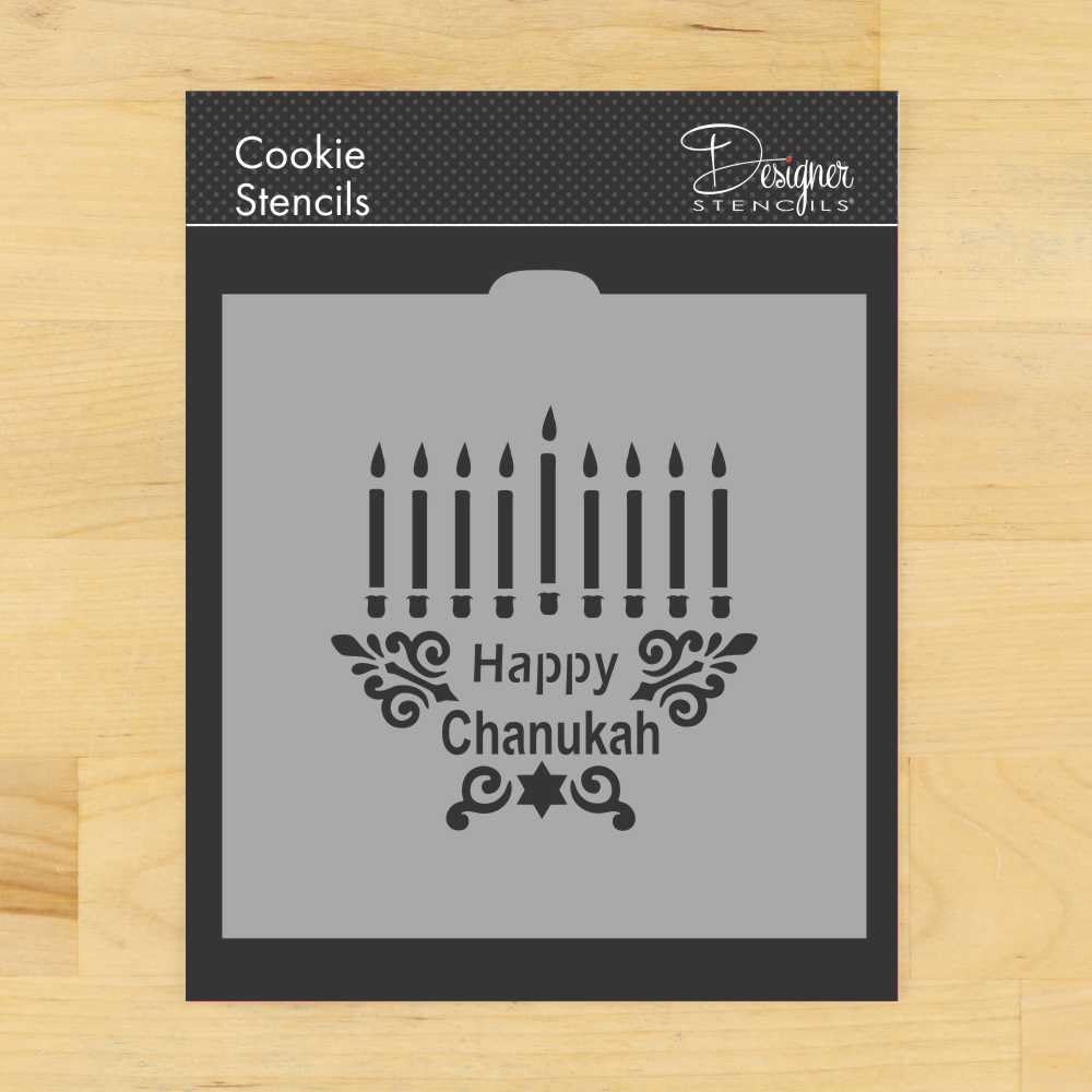 Happy Chanukah Menorah Cm080 Cookie And Craft Stencil By Designer Stencils