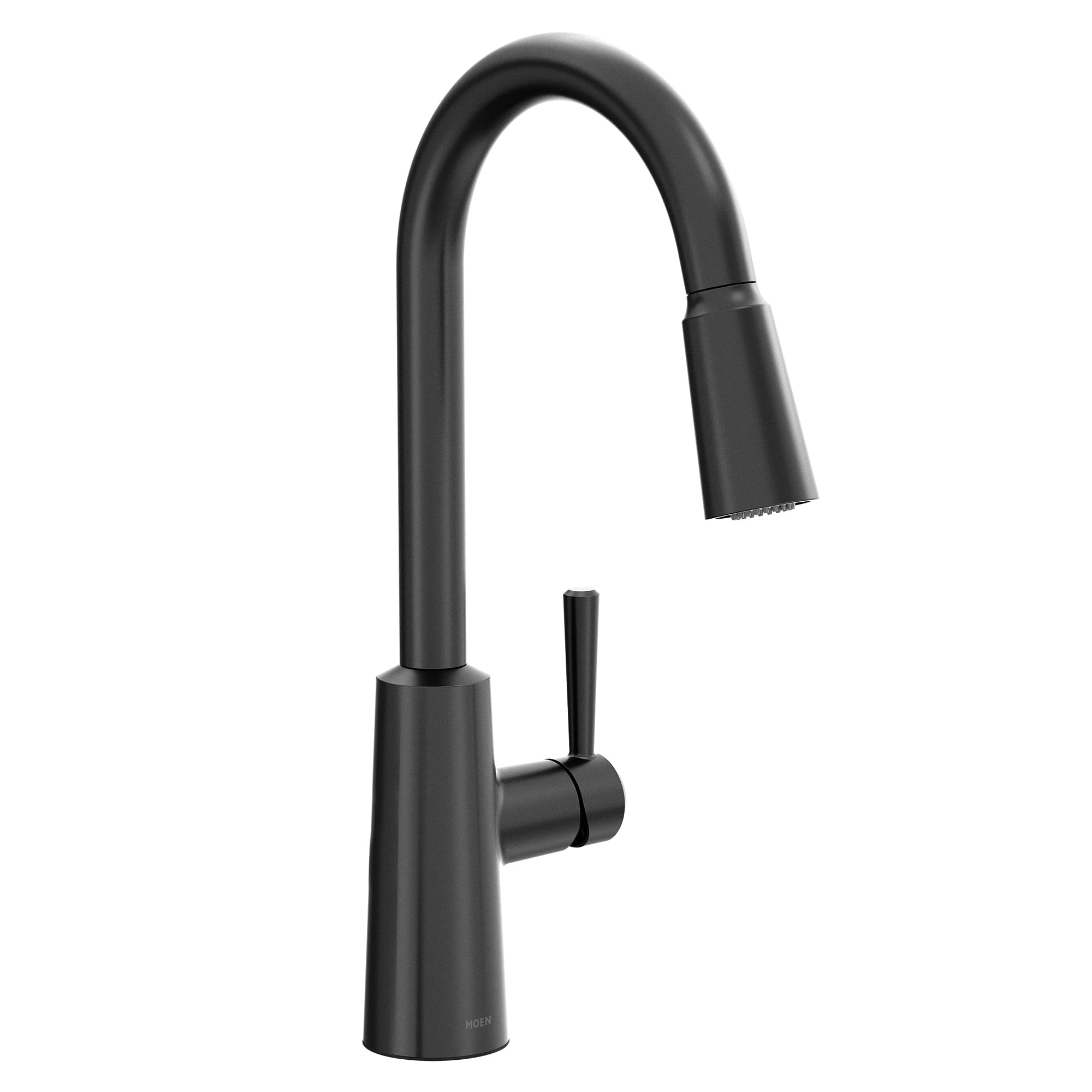 Moen Riley Matte Black OneHandle Pulldown Kitchen Faucet Featuring Power Boost for a Faster Clean and Reflex Docking System for