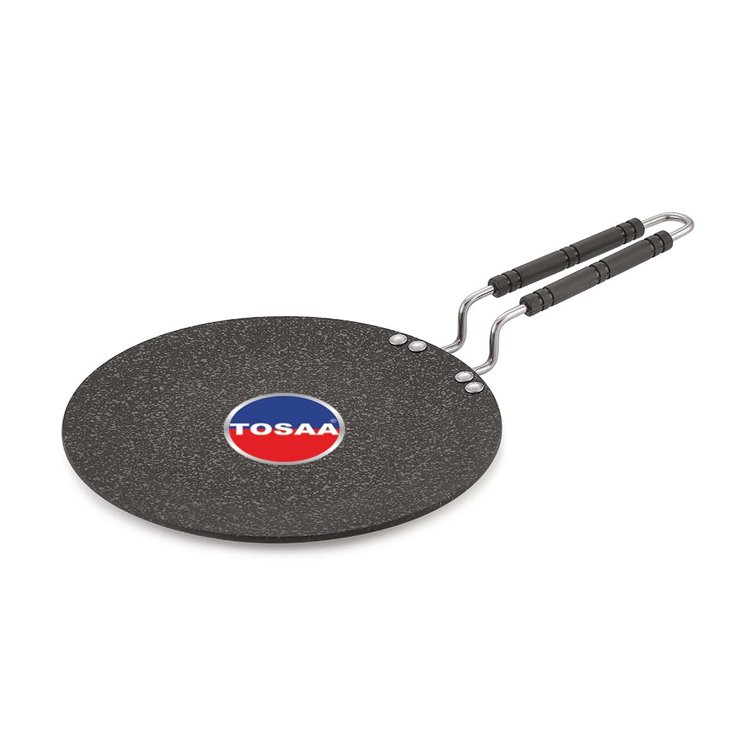 Tosaa Aluminium Stone Power Induction Concave Roti Tawa Classic Range Non-Stick Cookware Tawa Pan - 27Cm, Black