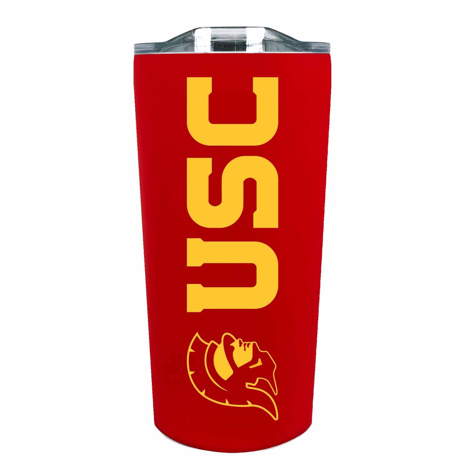 Campus Colors NCAA Stainless Steel Tumbler perfect for Gameday - 18 oz - Double Walled - Keeps Drinks Perfectly Insulated (USC T