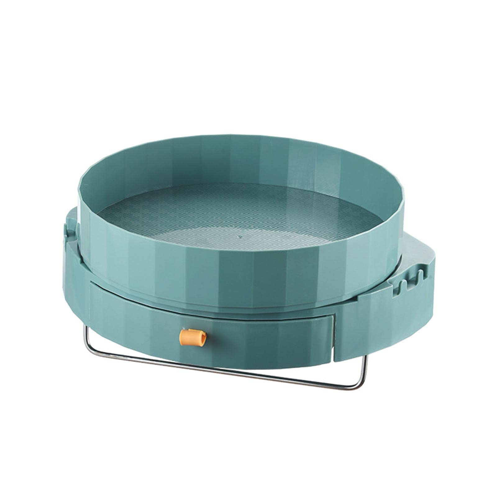 Ujeavette Rotary Tray Spice Storage Rack Display Rack Corner Shelf For Countertop Blackish Green