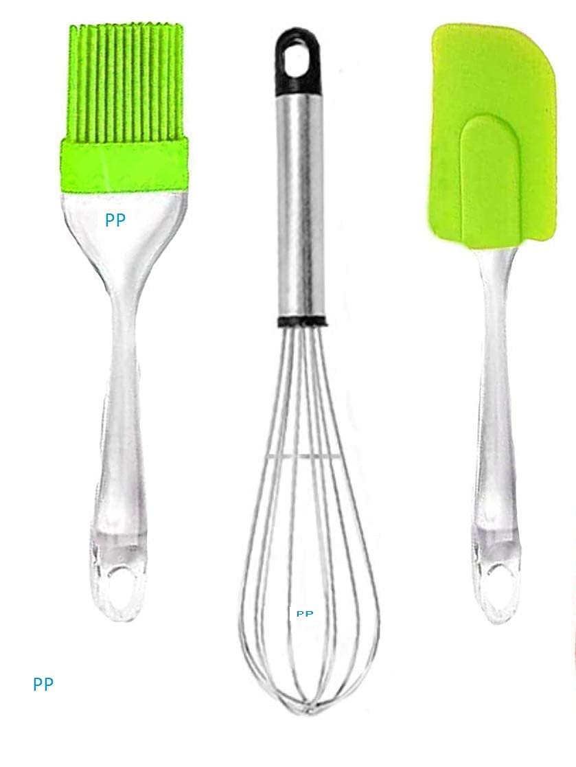 Legion Silicone NonStick/Heat Resistant Kitchen Cooking Utensil Set For Mixing (1 Spatula, 1 Brushes, 1 Whisker) (Combo Of 3)