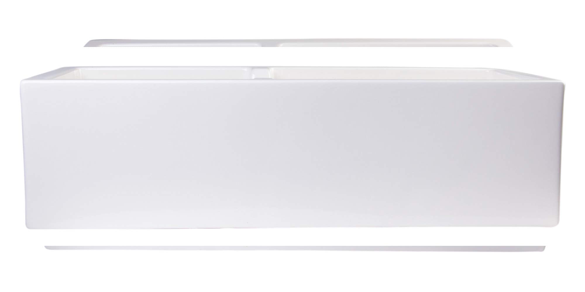 Alfi Brand Ab3618Db-B Smooth Thick Wall Fireclay Double Bowl Farm Sink, 36'', Biscuit