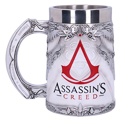 Nemesis Now B5296S0 Officially Licensed Assassins Creed White Game Tankard, Resin W. Stainless Steel