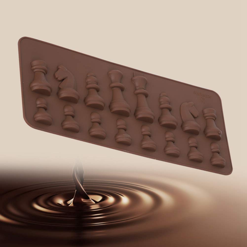 Estink Silicone Chocolate, 16-Cavity International Chess Shaped Chocolate Cake Ice Fondant Cupcake Cake Decorating Tool For Diy