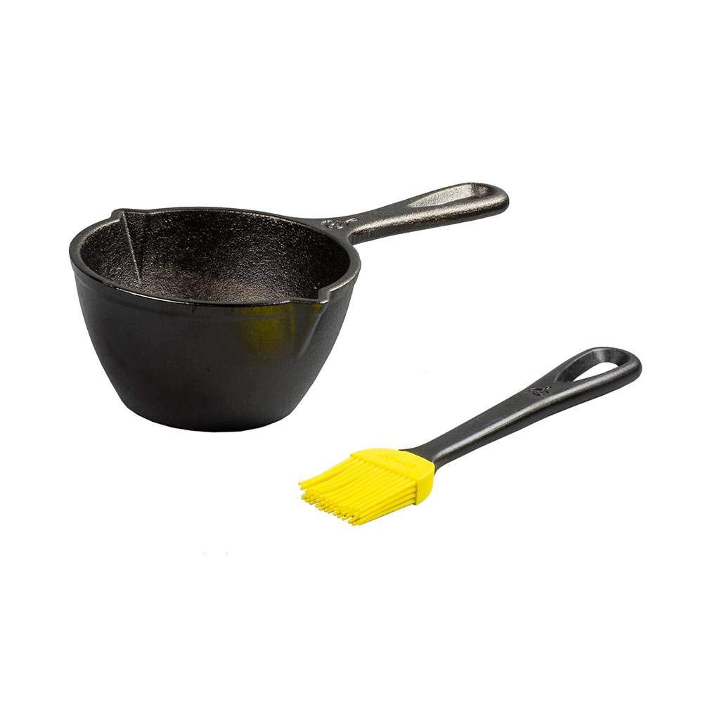 Lodge 15.2 Ounce Cast Iron Melting Pot + Silicone Basting Brush - Unparalleled Heat Retention - Heat Resistant Basting Brush up 