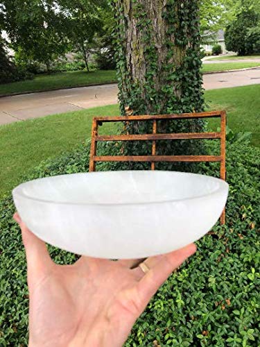 CrystalsAhoy Huge 7-8 Selenite Charging Bowl, Large Selenite Bowl, Charge All Your Crystals And Tumbles