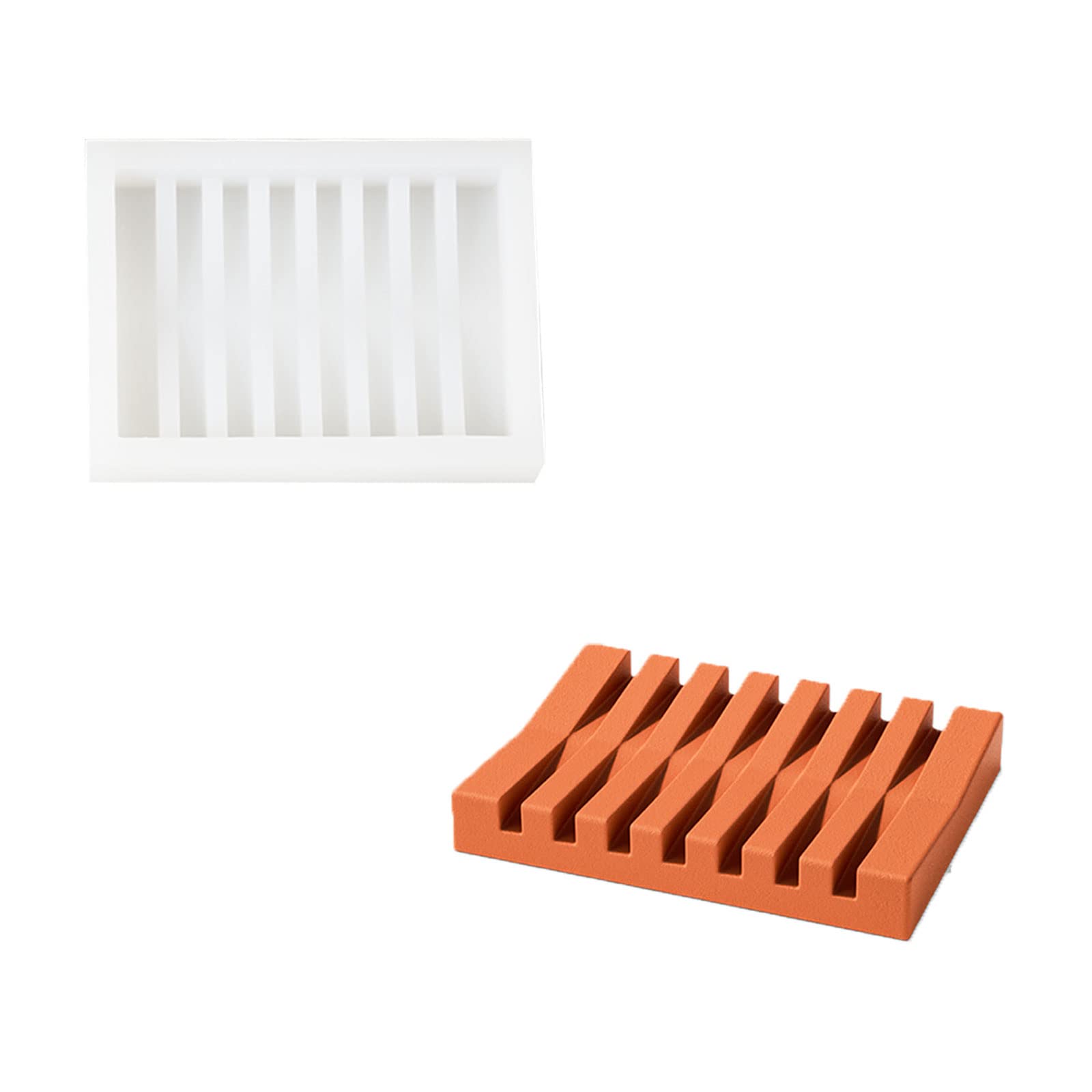 Boowan Nicole Soap Dish Silicone Mold For Bathroom/Shower, Bar Soap Holder Mould With Self Draining Tray