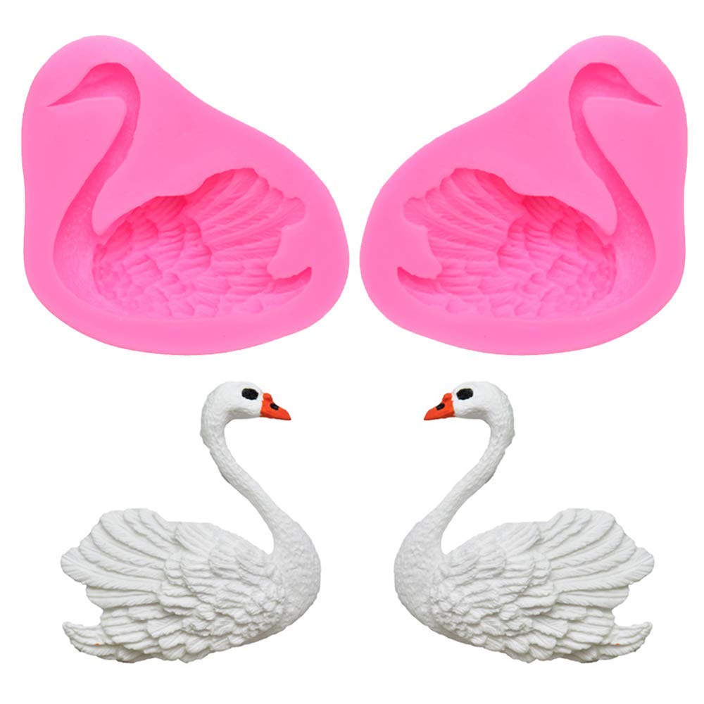 2 Pack Swan Silicone Fondant Molds Swan Chocolate Candy Sugar Craft Gum Paste Mold Cake Decorating Tools Polymer Clay Resin Mold