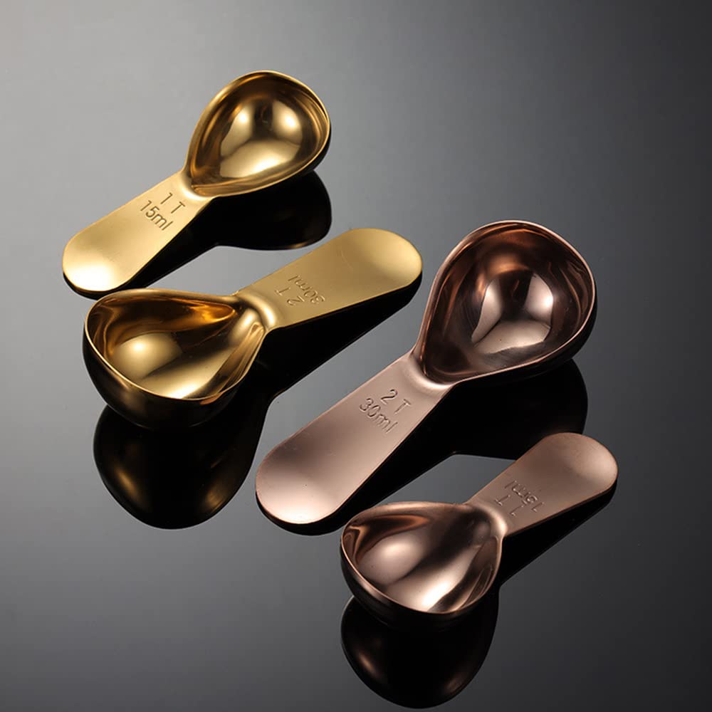 Short Handle Coffee Scoop 2 Tbsp Gold Measuring Scoops For Ground Coffee Mini Tea Scoop Metal 2 Tablespoon For Coffee Canister