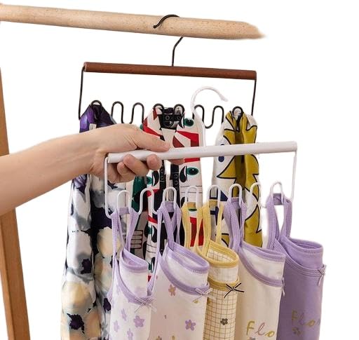 Barhary Wooden Closet Hanger, Adjustable Hooks, 360 Rotating, SpaceSaving Organiser For Belts, Scarves(Pack Of 1)