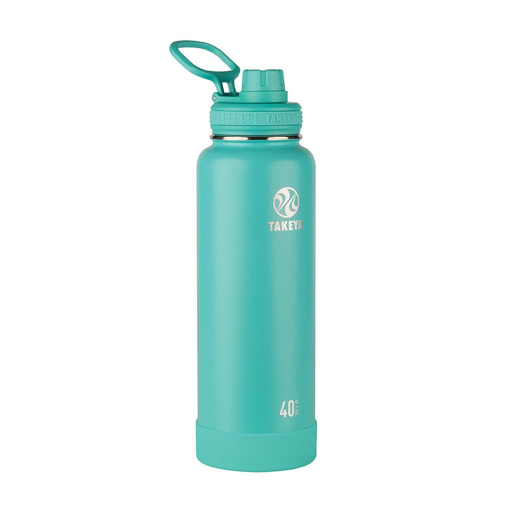 Takeya Actives 40 Oz Vacuum Insulated Stainless Steel Water Bottle With Spout Lid, Premium Quality, Teal