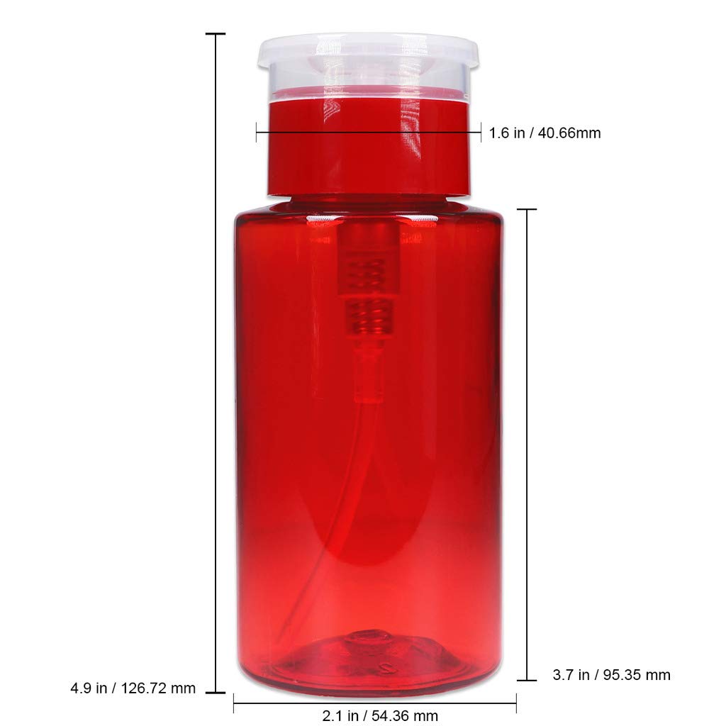7Oz Red Push Down Pump Dispenser Empty Refillerble Bottle With Flip Top Cap - For Nail Polish, Travel, Cosmetics Packaging