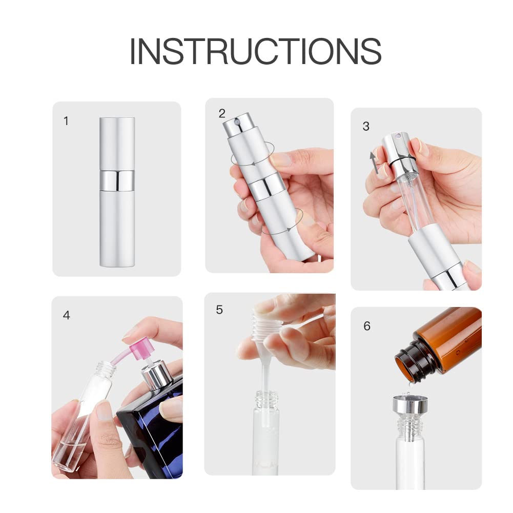 Lisapack 8Ml Atomizer Perfume Spray Bottle For Travel (3 Pcs) Empty Cologne Dispenser, Portable Sprayer (Black, Silver, Blue)