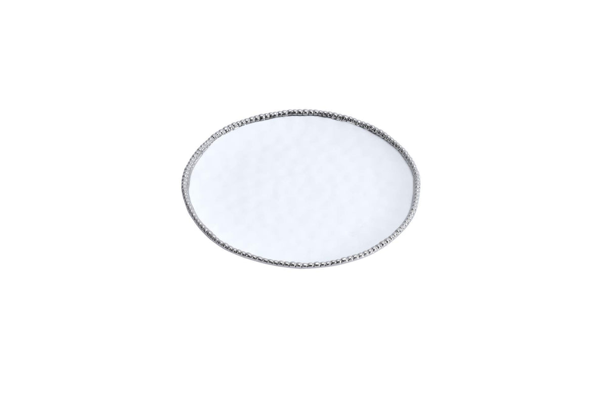 Pampa Bay Porcelain Round Dinner Plate White With Silver Trim (1)