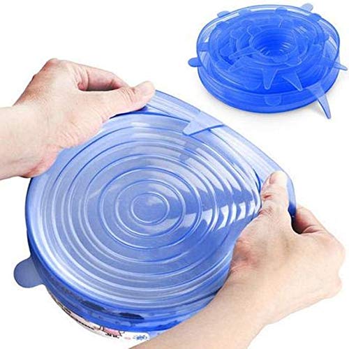 Nd Brothers Silicone Lid Set, Silicon Lids For Containers, Silicon Stretchable Lids, Silicone Lids Cover 6 Pc Multicolor