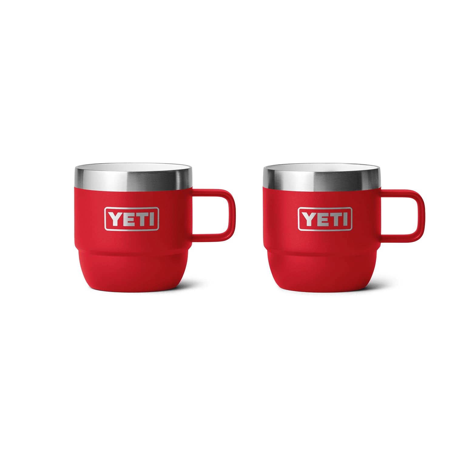 Yeti Rambler 6 Oz Stackable Mug, Stainless Steel, Vacuum Insulated Espresso/Coffee Mug, 2 Pack, Rescue Red