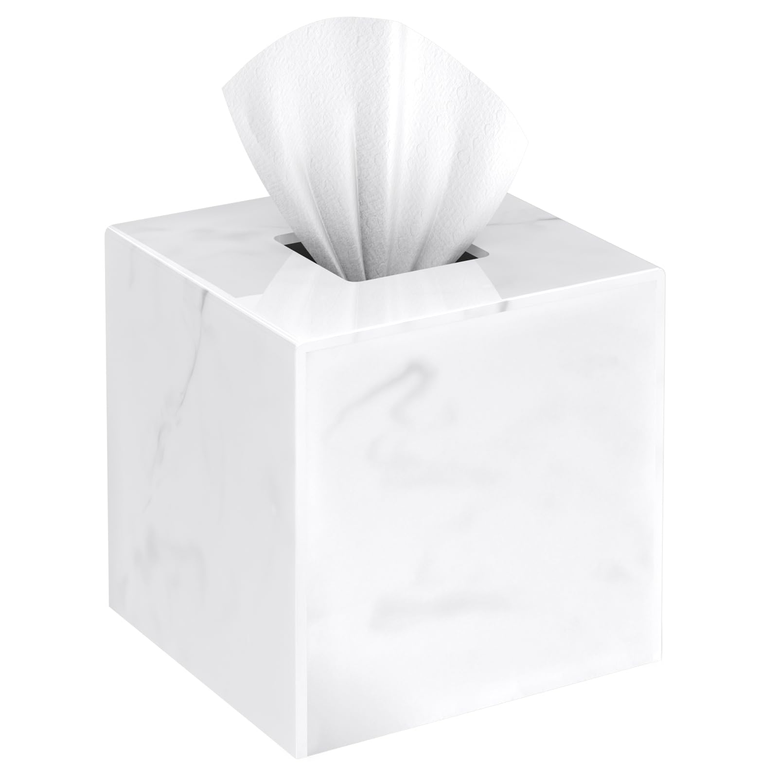 SILUT Acrylic Tissue Box Cover Square, Marble Tissue Box Holder, Decorative Tissue Holder Napkin Dispenser for Bathroom, Kitchen