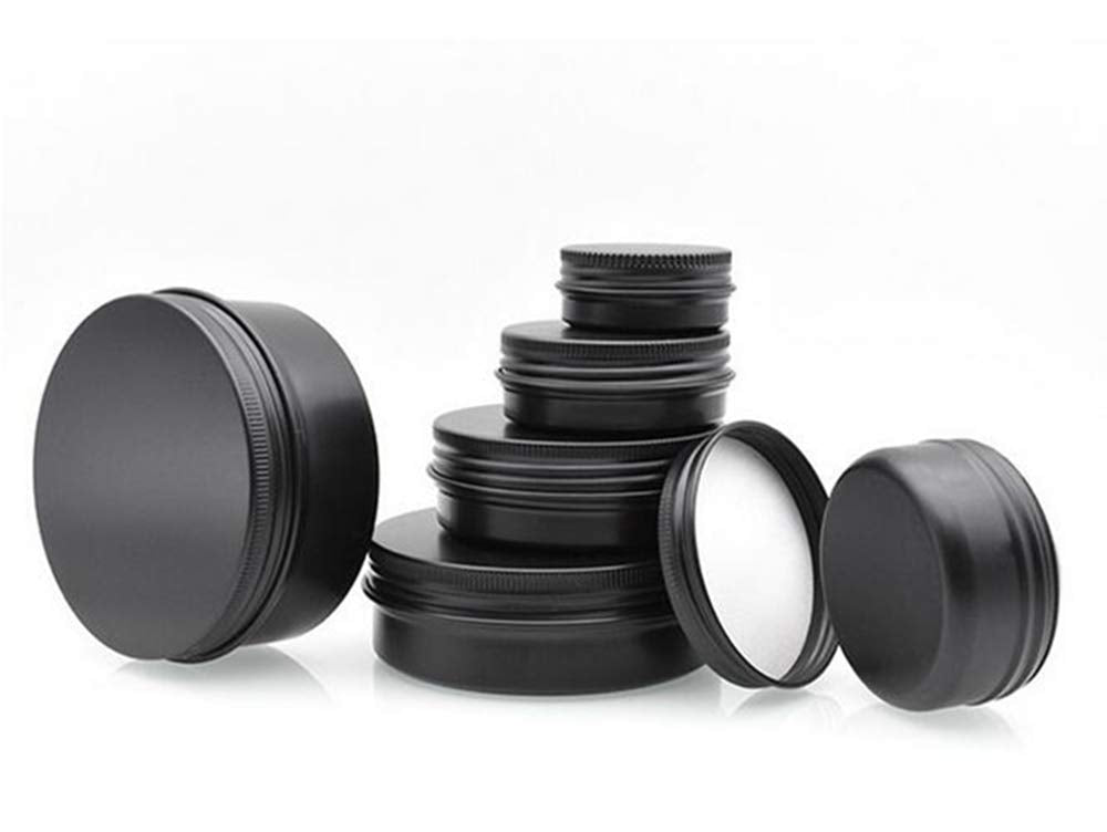K JINGKELAI Black Aluminum Tin Containers - 3oz Round Screw Top Jars, 18 Pack for Lip Balm, DIY Cosmetics, Metal Storage