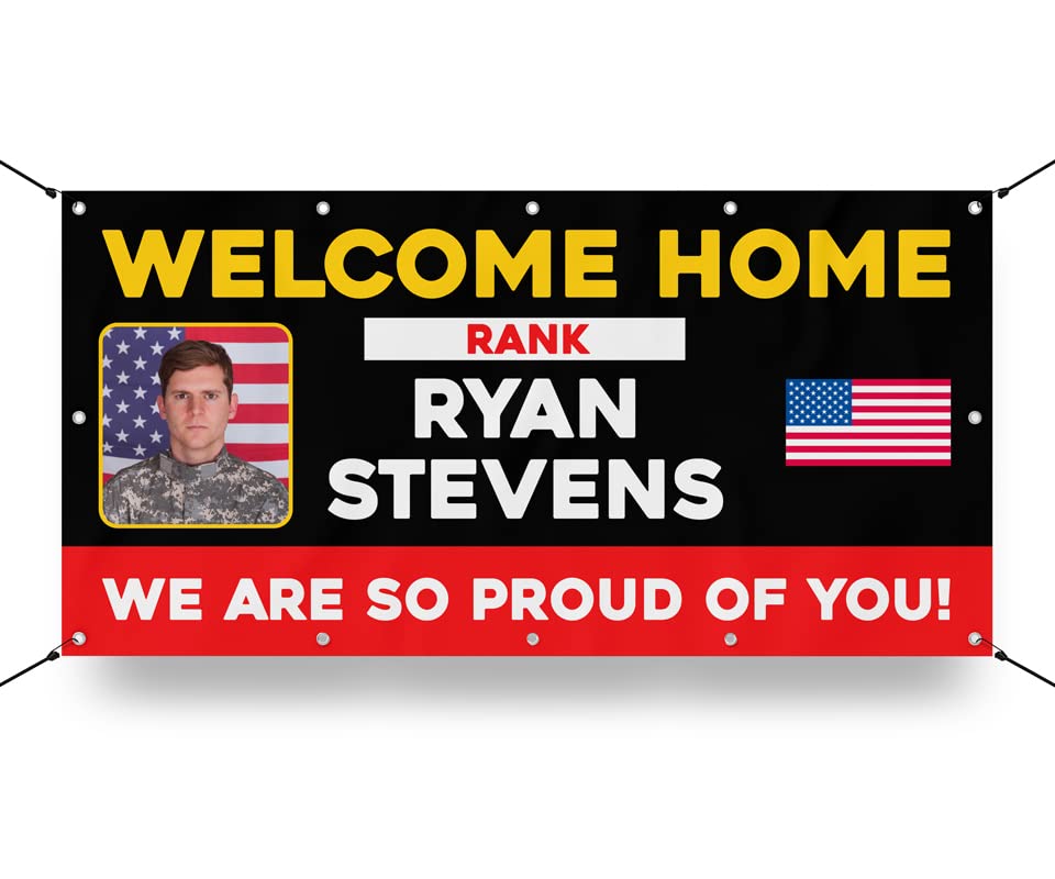 Milweb1 - Personalized Welcome Home Soldier U.S. / Customizable - Vinyl Banner, Sign, Print, Poster (2'X4')