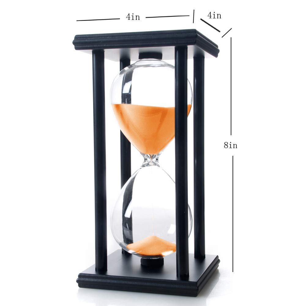 Bellaware 60 Minutes Hourglass, Wood Sand Timer, Orange