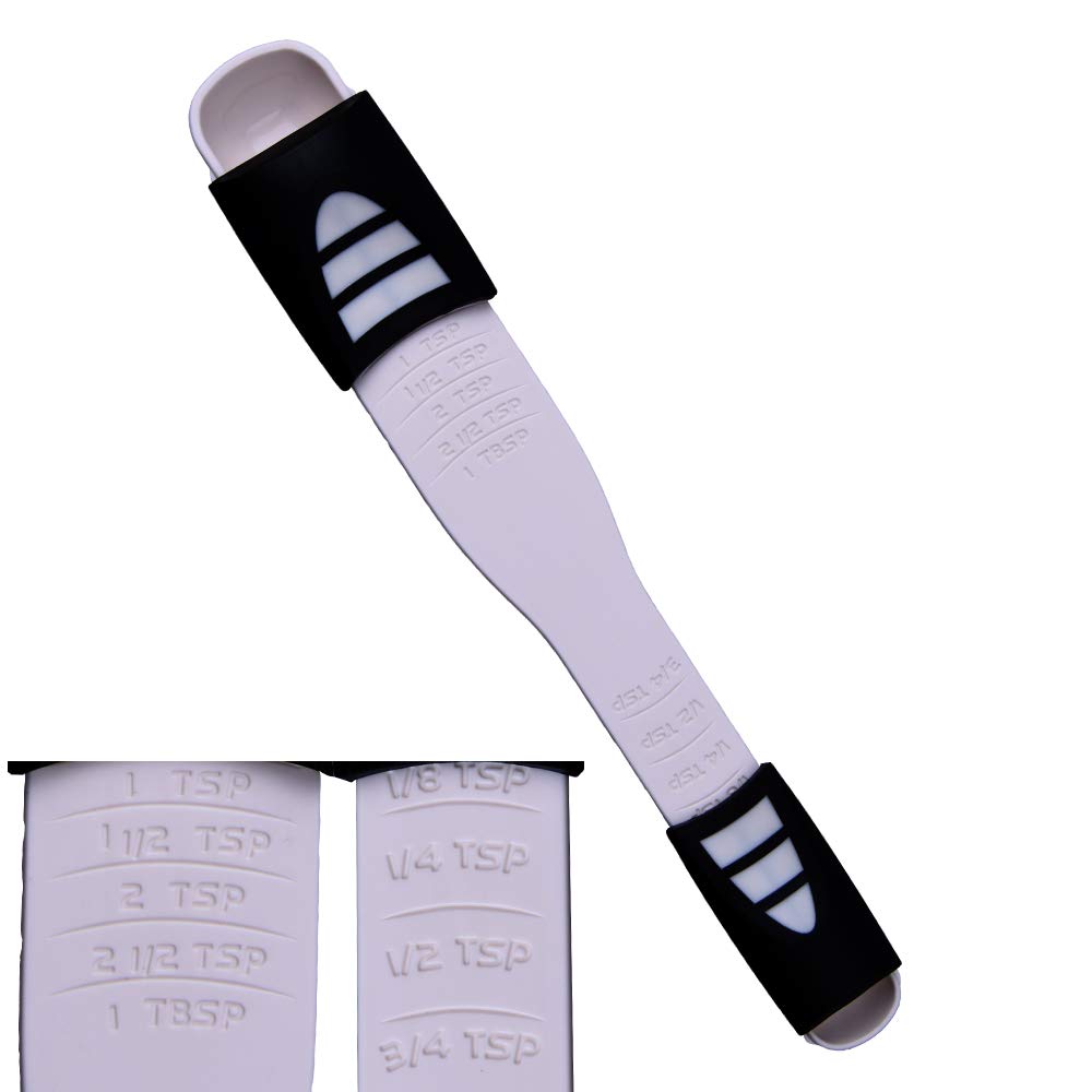 Adjustable Measuring Spoon White,Creative Double End Adjustable Scale, Eight Stalls Measuring Spoon,Measuring Dry/Semi-Liquid In