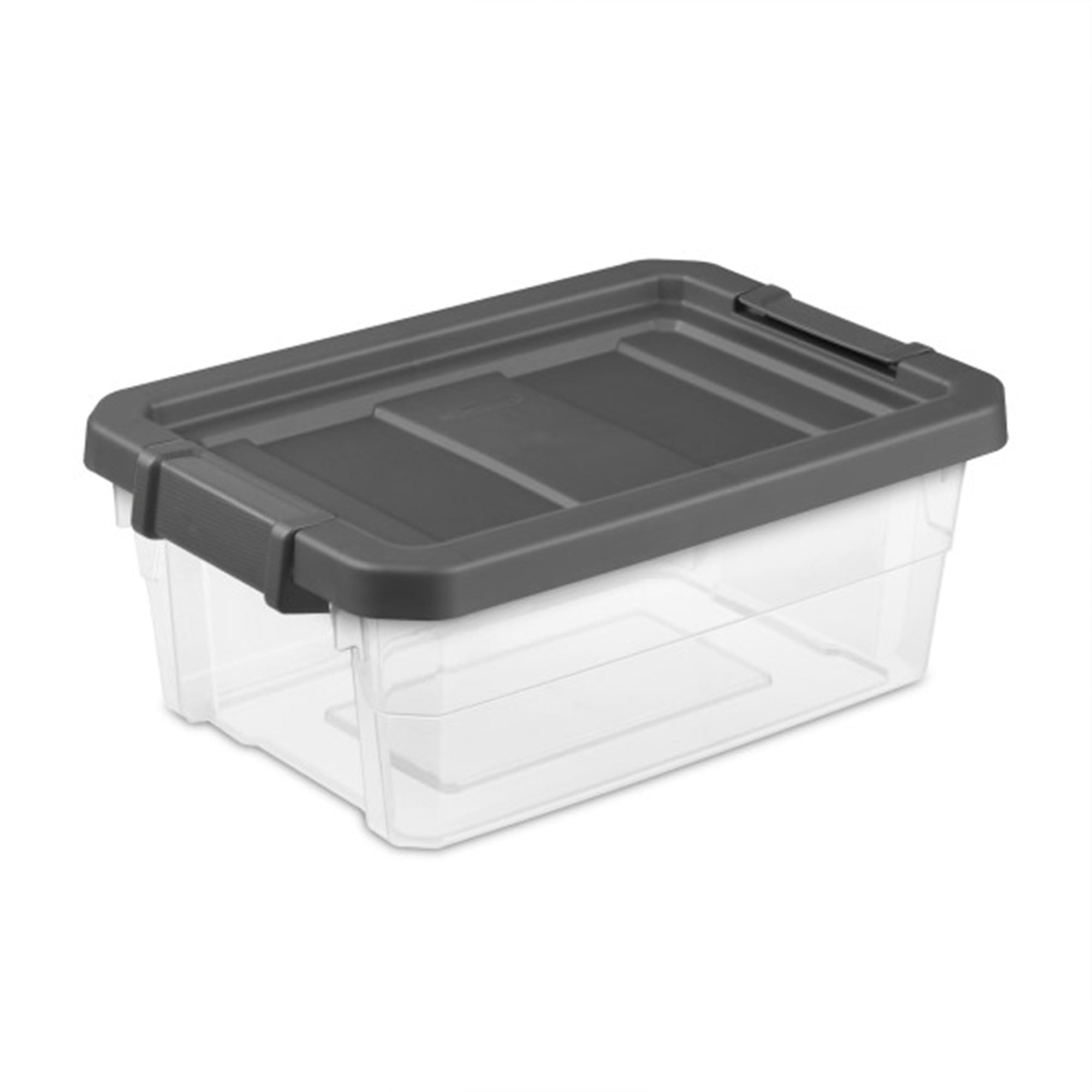 Sterilite 16 Quart Plastic Stacker Box, Latching Lid Storage Bin Container For Home & Garage Organizing, Shoes, Tools, 12-Pack,