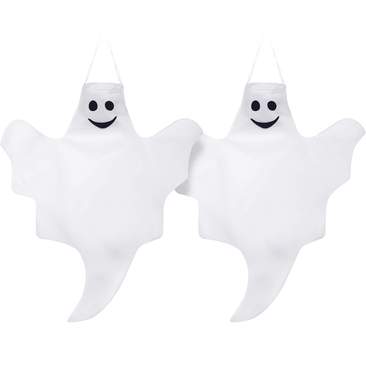 Skylety 2 Pcs 32 Inch Outdoor Halloween Ghost Decorations Tree Hanging Windsock White Flying Ghosts for Indoor Outdoor Tree Fron