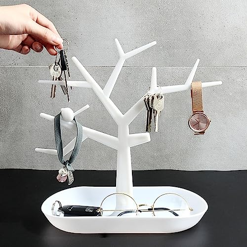 Wolpin Plastic Tree Key Holders With Tray For Dressing Table Home Decor Hallway Multiple Key Hanger,Watch Holder Decorative Stor