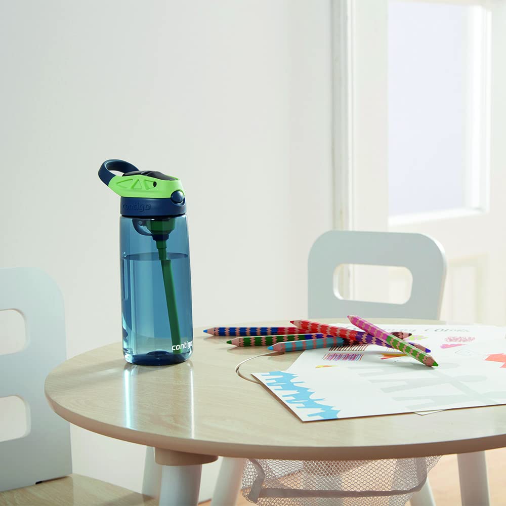 Contigo Kids Straw Water Bottle With Autospout Lid, 20Oz, Blueberry