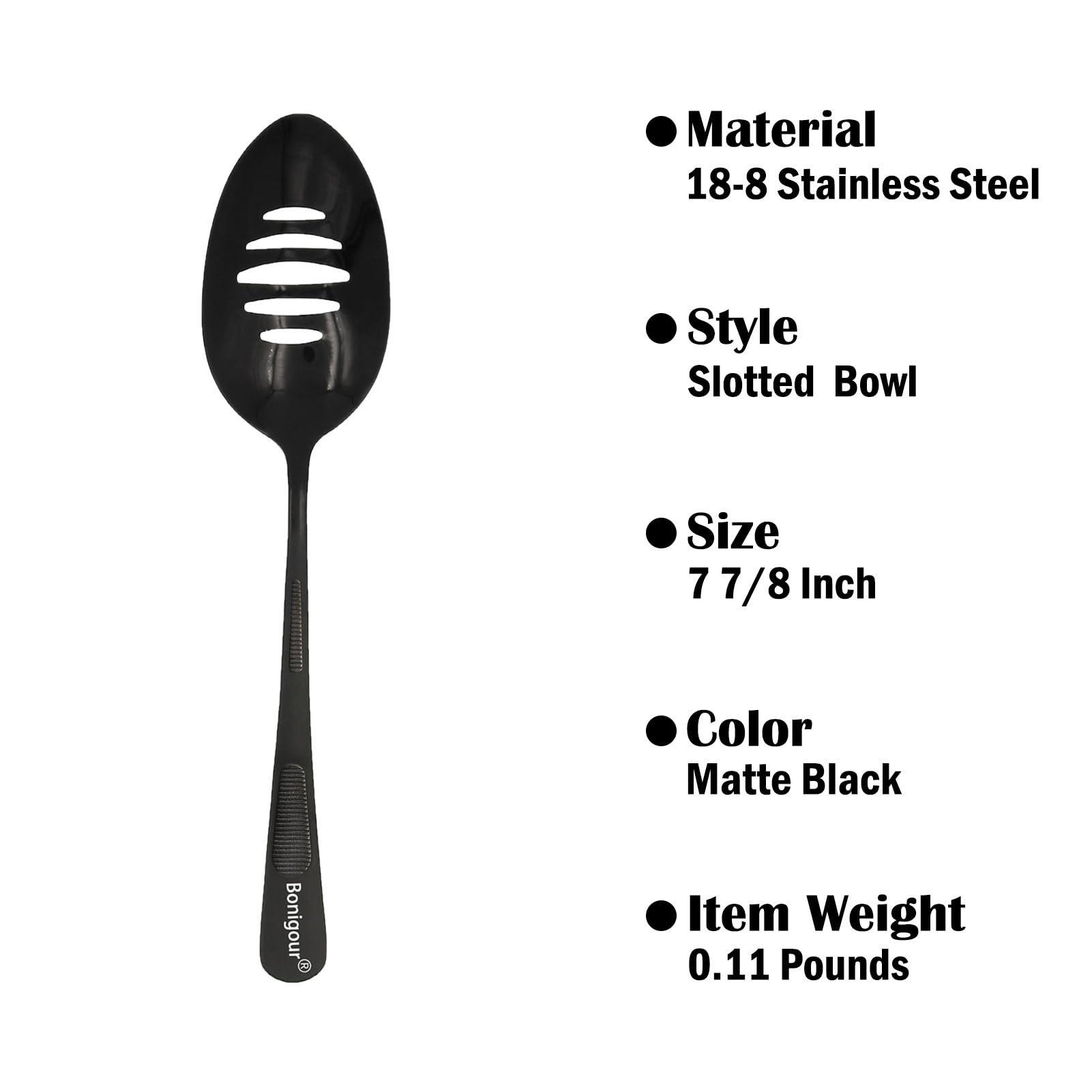 Bonigour 7 7/8'' Slotted Bowl,18-8 Stainless Steel Culinary Plating Spoon