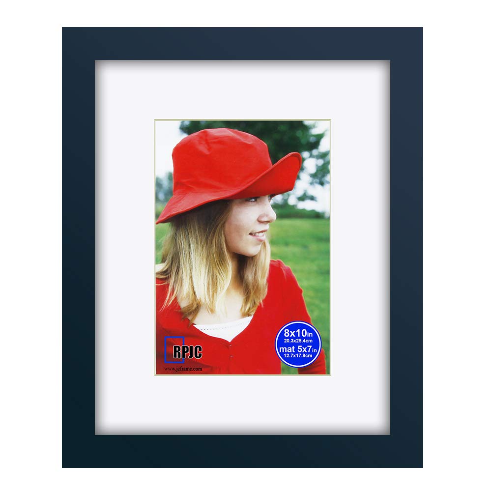 RPJC 8x10 inch Picture Frame Made of Solid Wood and High Definition Glass Display Photo 5x7 with Mat or 8x10 Without Mat for Wal
