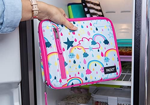 Packit Freezable Classic Lunch Box, Rainbow Sky, Built With Ecofreeze Technology, Collapsible, Reusable, Zip Closure With Zip Fr