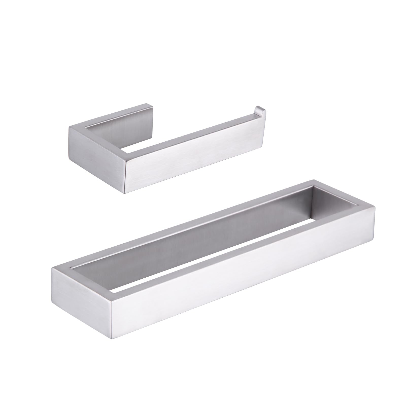 Gerzwy Contemporary Stainless Steel Wall Mounted 2-Piece Bathroom Hardware Set - Towel Rings Toilet Paper Holder, Brushed Finish