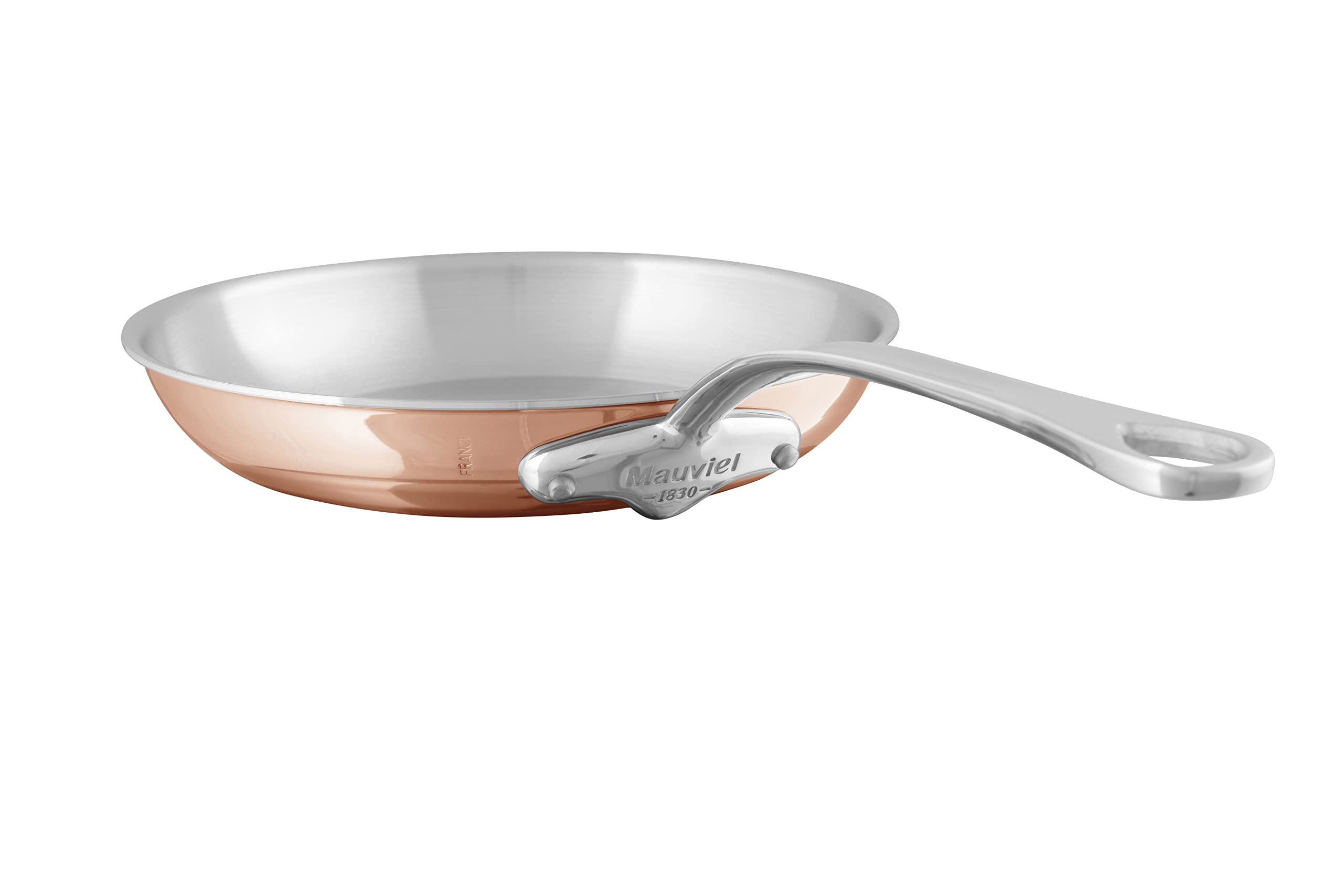 Mauviel M6S 6-Ply Polished Copper & Stainless Steel Frying Pan With Cast Stainless Steel Handle, 10.24-In, Made In France