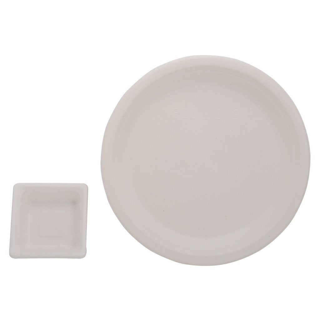 Ecoware 100% Biodegradable, Compostable, Ecofriendly, Disposable Dinner Party Pack (50 Pieces Of 10 Inch Round Plate And 50 Piec