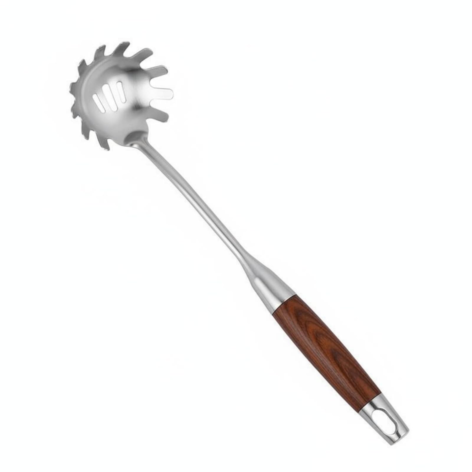MERISHOPP Metal Shaft Long Handled Kitchen Utensil Polished Finish Wood Handle Utensil, Rosewood Pasta Fork