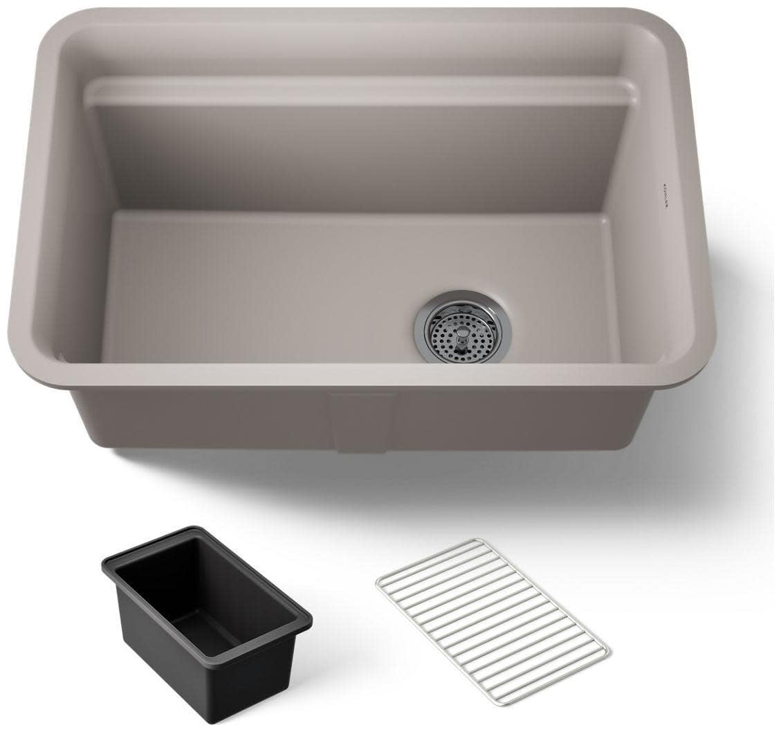 Kohler 27787-CM3 Cairn 27-1/2 undermount single-bowl utility sink, Matte Taupe
