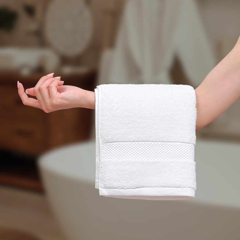 Wealuxe White Hand Towels For Bathroom [12 Pack] Cotton Hand Towel Bulk For Gym, Kitchen And Spa, 16X27 Inches Soft Highly Absor