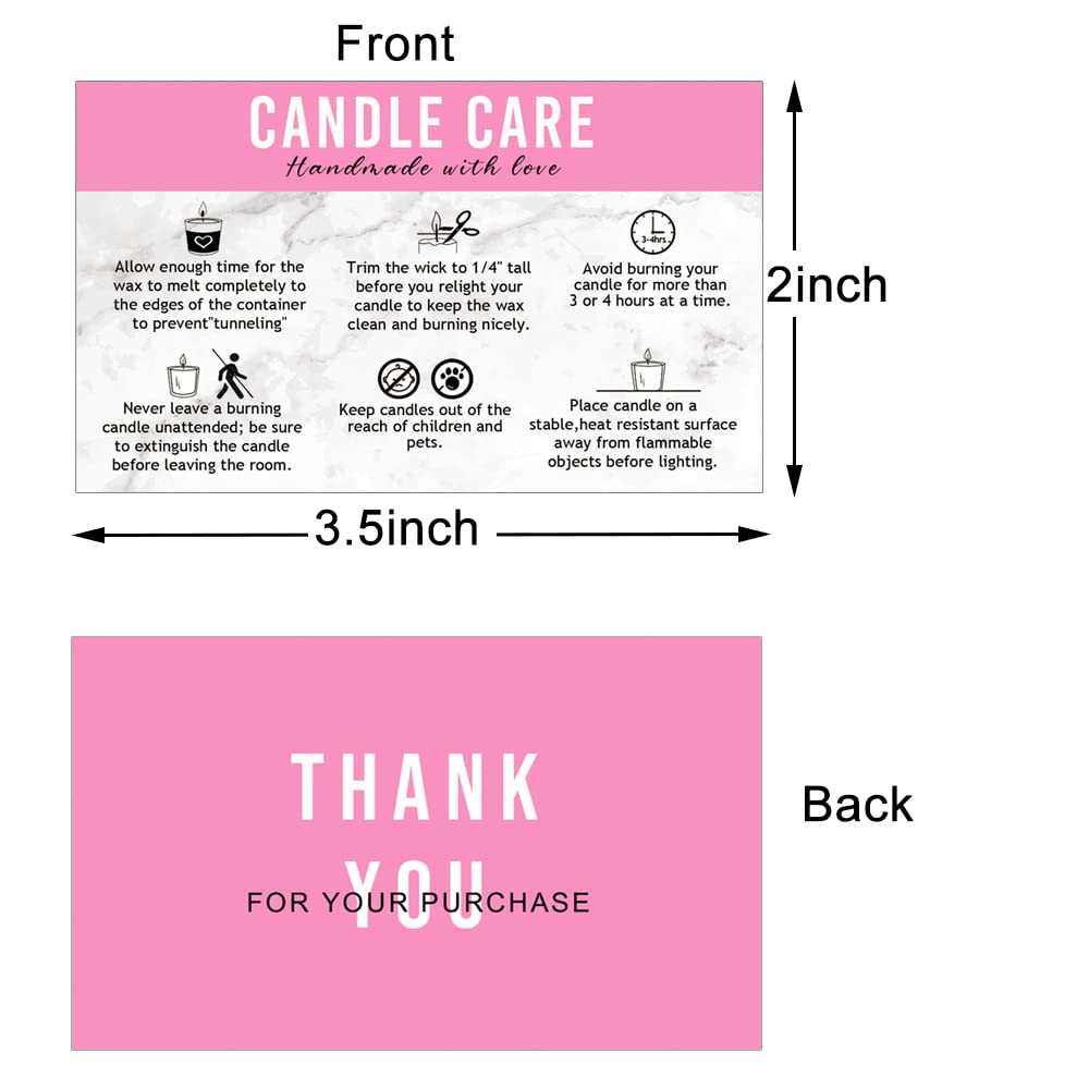 Handmade Candle Care Instruction Card, Card, for Makers Soy Bees Wax Coconut Essential Oils Black with White, 50 Pack 3.5 x 2 in