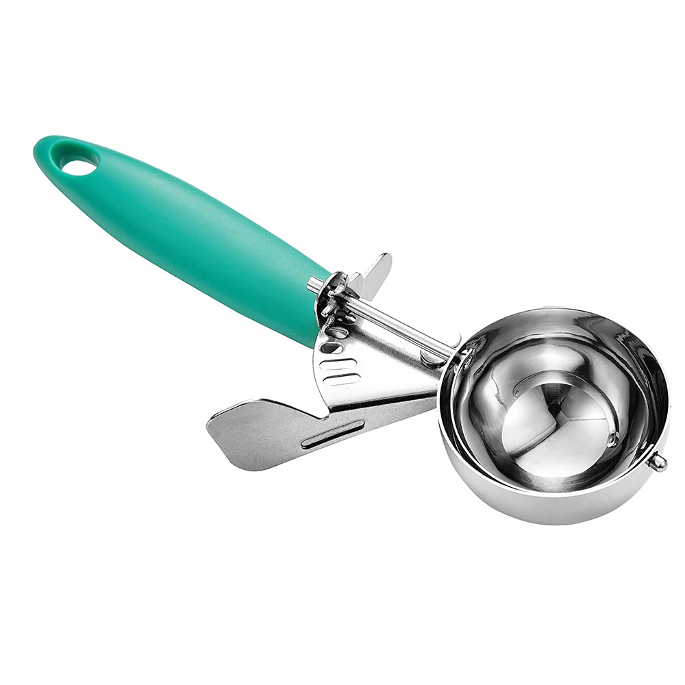 Junadael J Portion Scoop, 2.75 Oz Disher Scoop, 16 Cookie Scoop, 5.5 Tbsp Cookie Dough Scoop, Green Handle, For Portion Control,