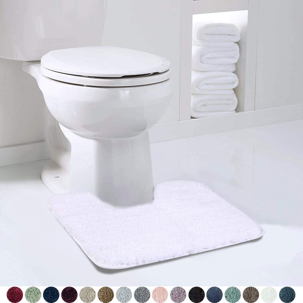 Walensee Shaggy 2 Piece Bath Rug Sets (White) 20 X 24 U Shape Contour Rug & 20 X 32 Bathroom Rug Machine Wash/Dry Bath Mats For