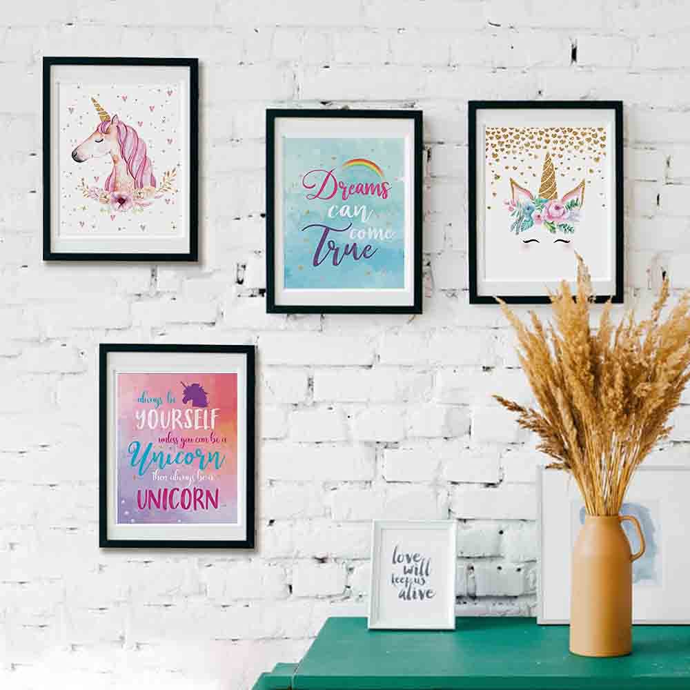 Unicorn Gift, Unicorn Wall Decor Gift, Unicorn Rainbow Girls Room Wall Decor Art Prints, (Unframed8X10), Inspirational Kids Chil