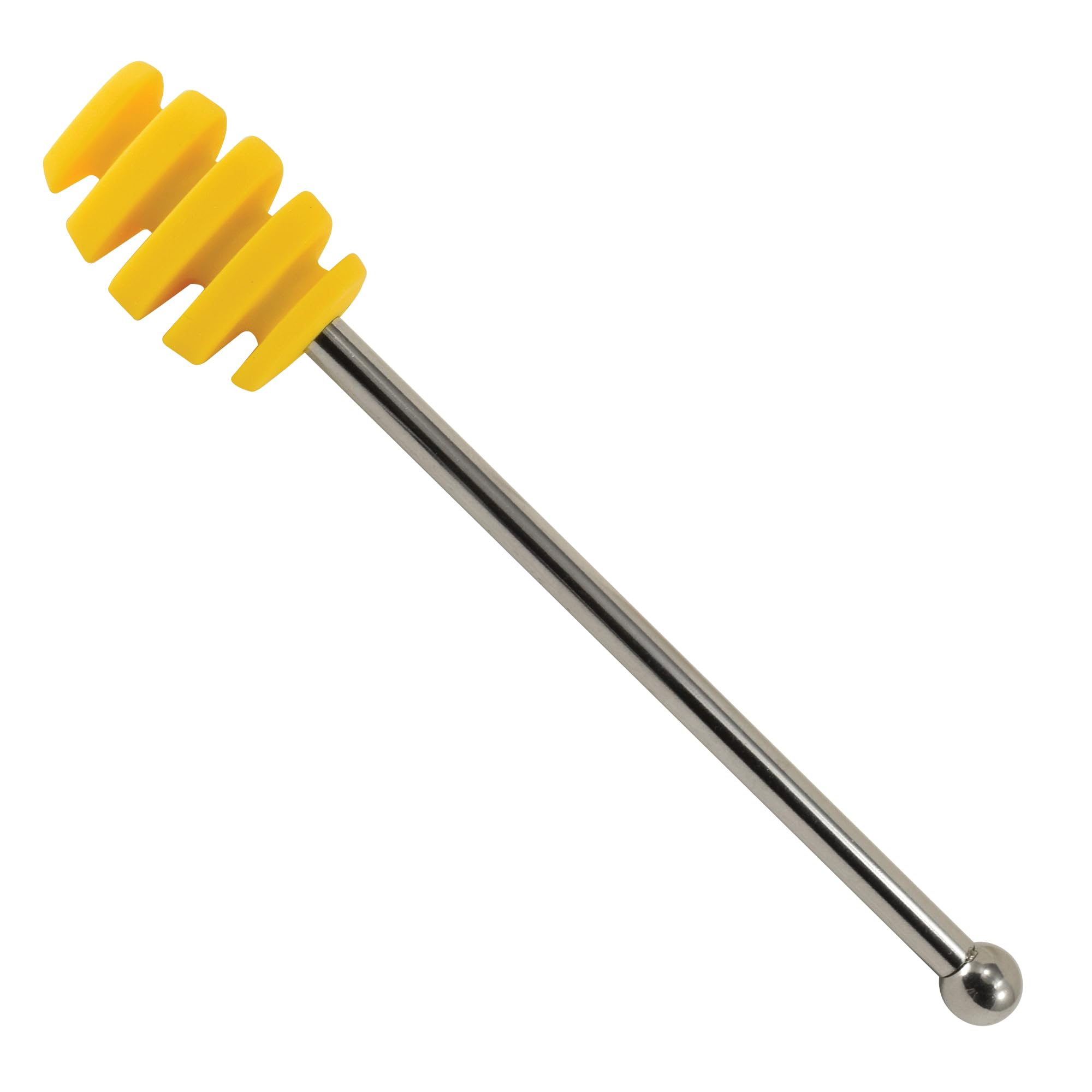 R & M International 4825 Silicone Honey Dipper With Stainless Steel Handle, 6'' Long, Yellow