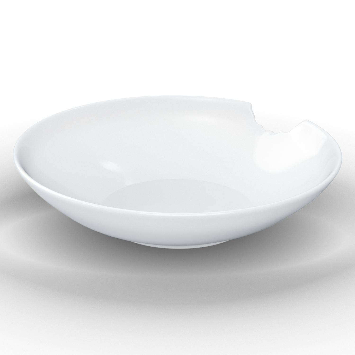FIFTYEIGHT PRODUCTS TASSEN Porcelain Small Deep Plates With Bite Mark  7.1 Inch  White (Set of 2 Plates)